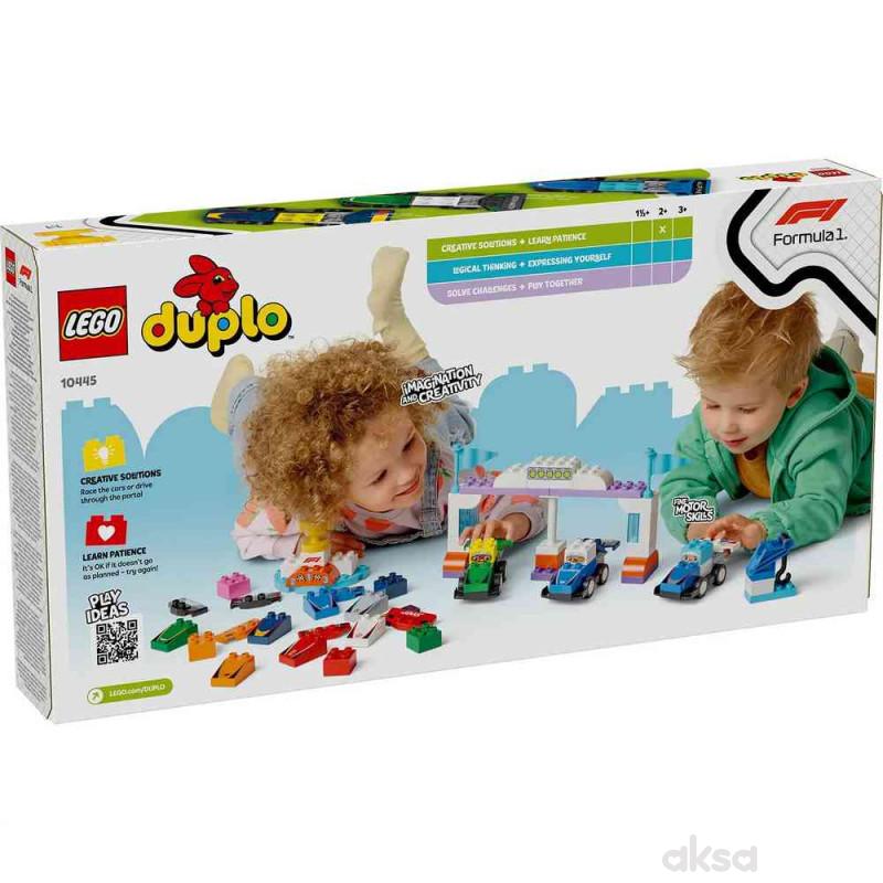 Lego duplo town f1 team race cars  and  drivers 