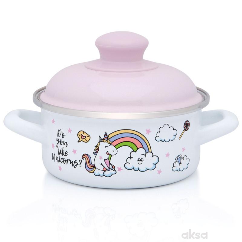 Metalac plitka šerpa 14cm/1l sa poklopcem Unicorns 