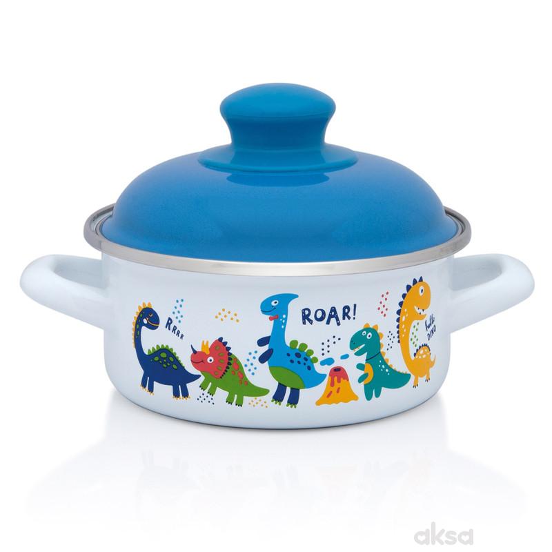 Metalac plitka šerpa 14cm/1l sa poklopcem Dinosaur 