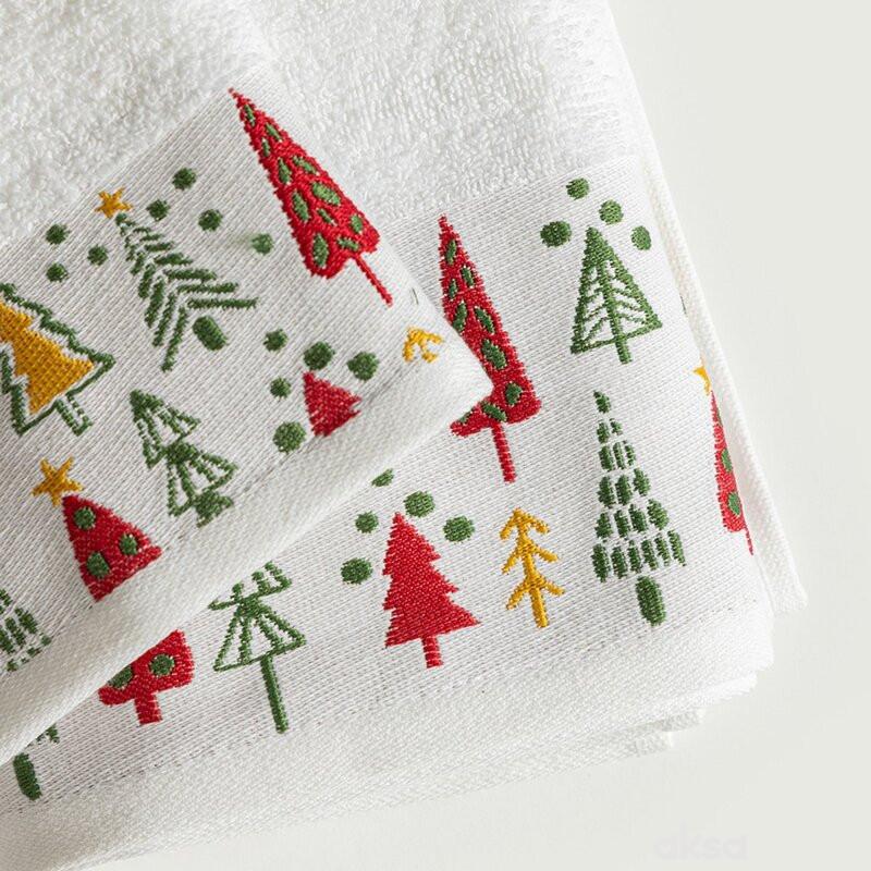 Stefan set novogodišnjih peškira 2/1 Jelka, bela 