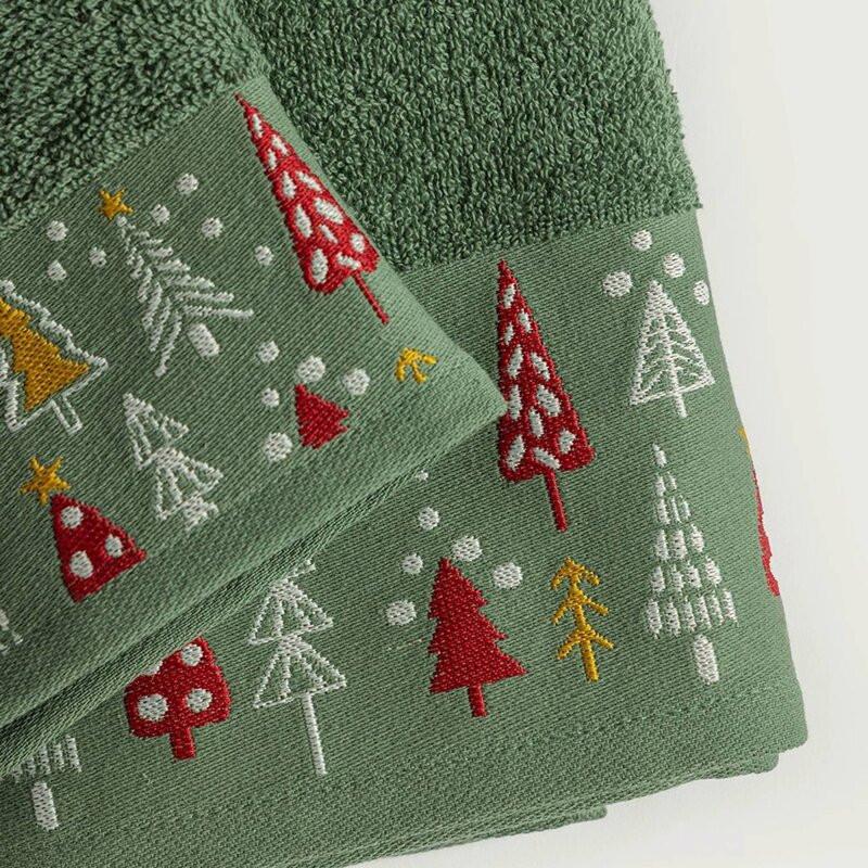 Stefan set novogodišnjih peškira 2/1 Jelka, zelena 