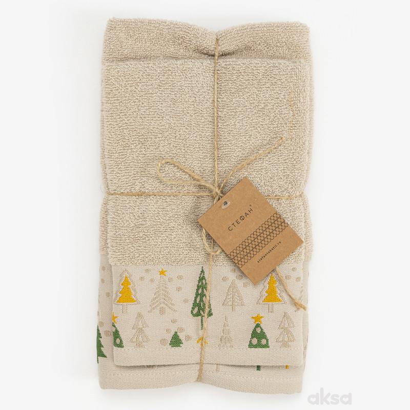 Stefan set novogodišnjih peškira 2/1 Jelka, pesak 