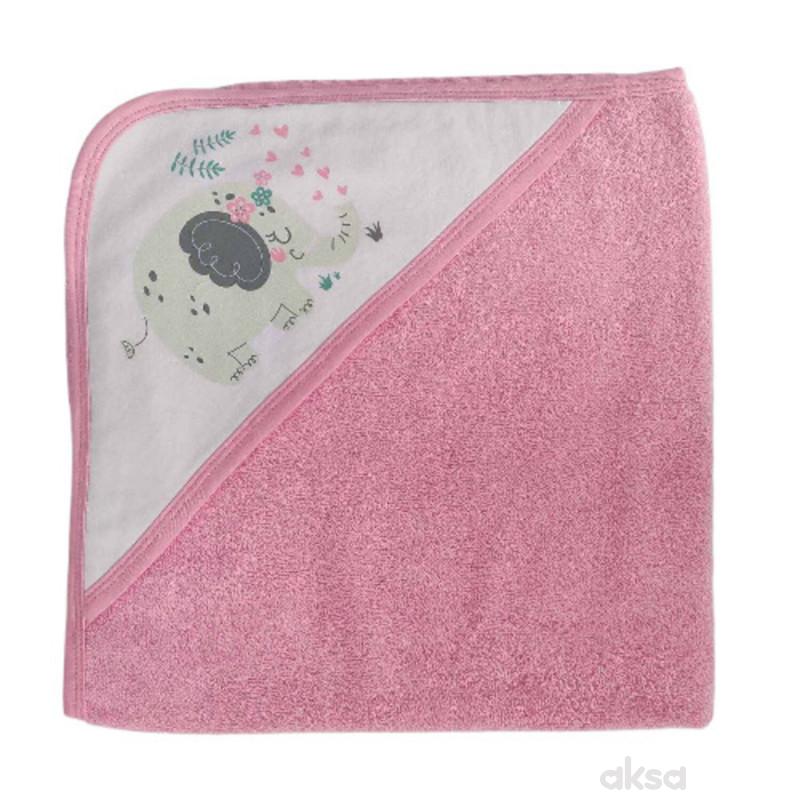 Lillo&Pippo peškir sa kapuljačom 80x80cm, roze 