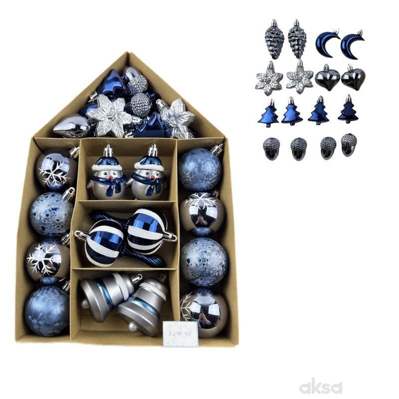 Novogodišnji ukras kugla plava, 30kom 
