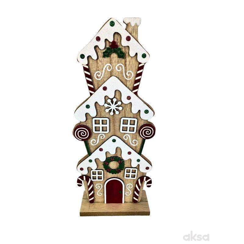 Drveni novogodišnji ukras kućica 