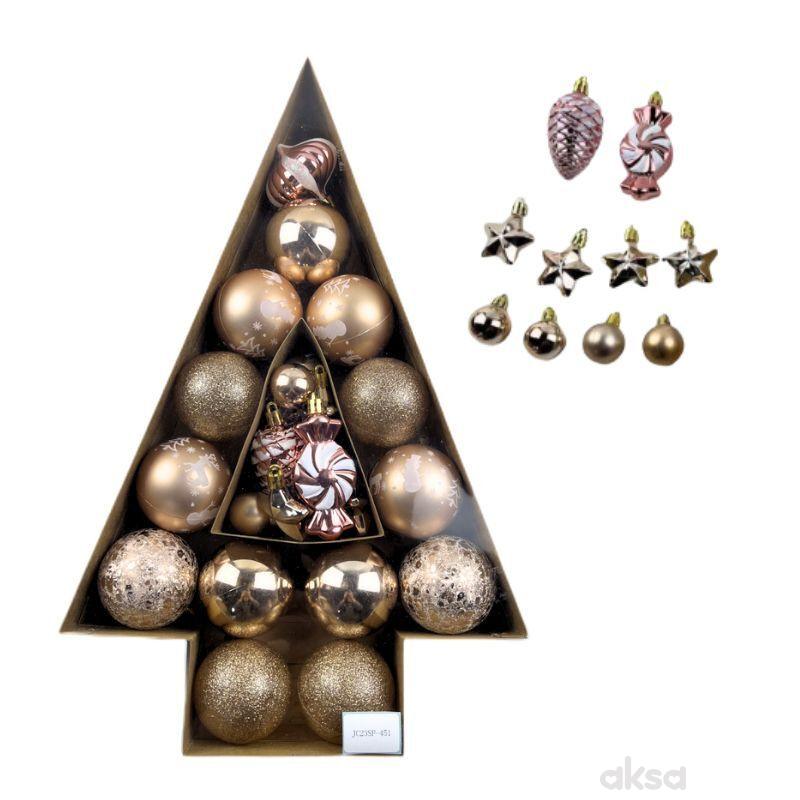 Novogodišnji ukras kugla zlatna, 24kom 