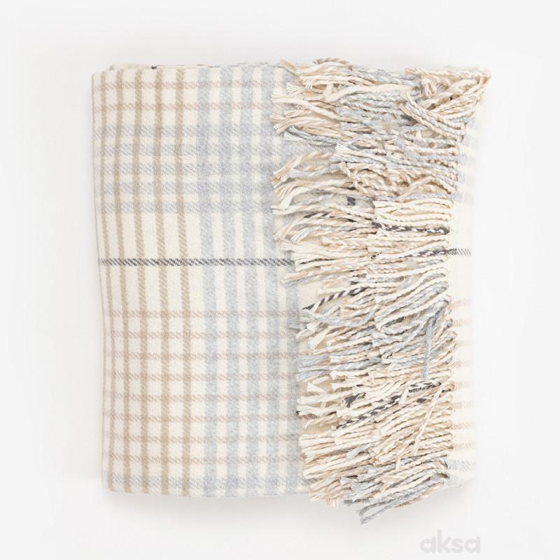 Stefan ćebe sivo karo sa resama, 150x180 