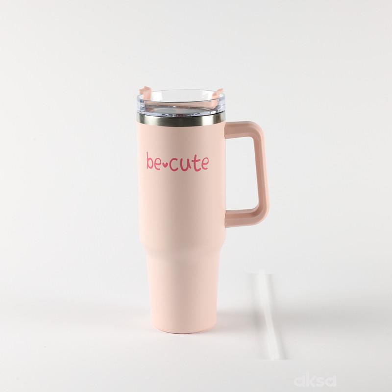 Be Cute termos sa slamčicom roze 1,2l 