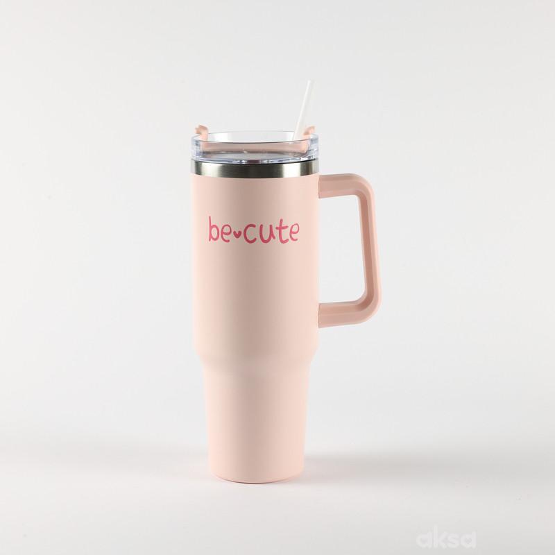 Be Cute termos sa slamčicom roze 1,2l 
