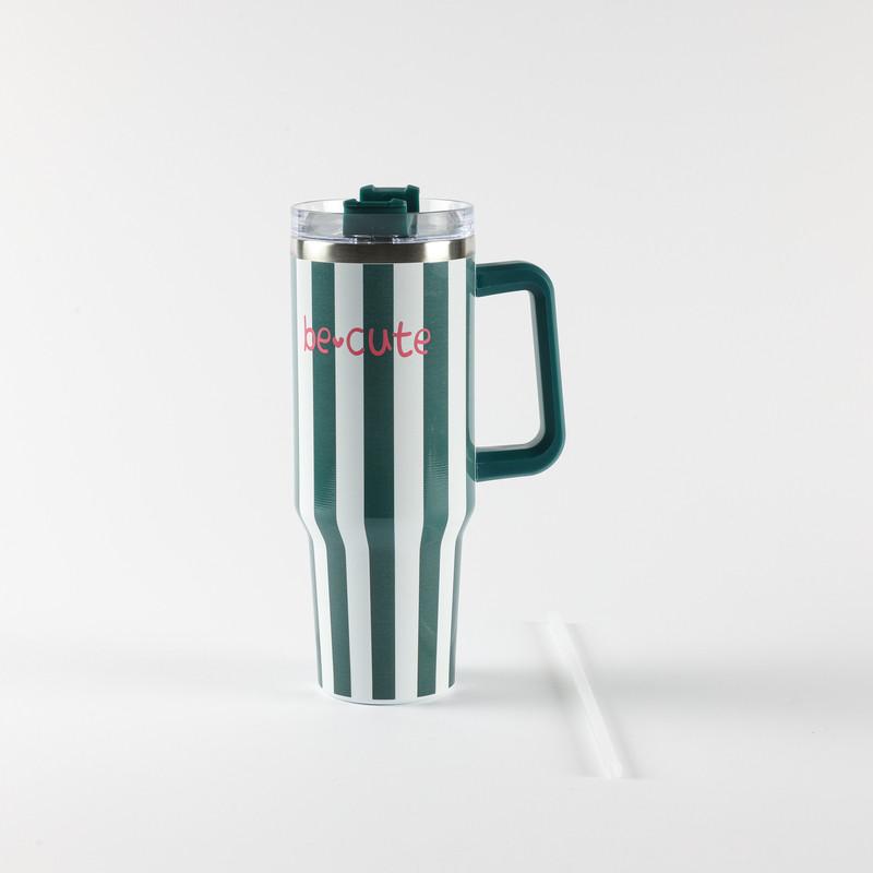 Be Cute termos sa slamčicom zelene pruge 1,2l 