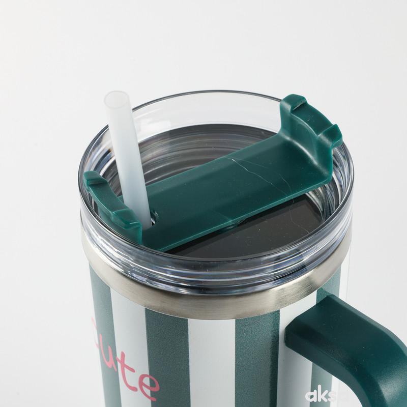 Be Cute termos sa slamčicom zelene pruge 1,2l 