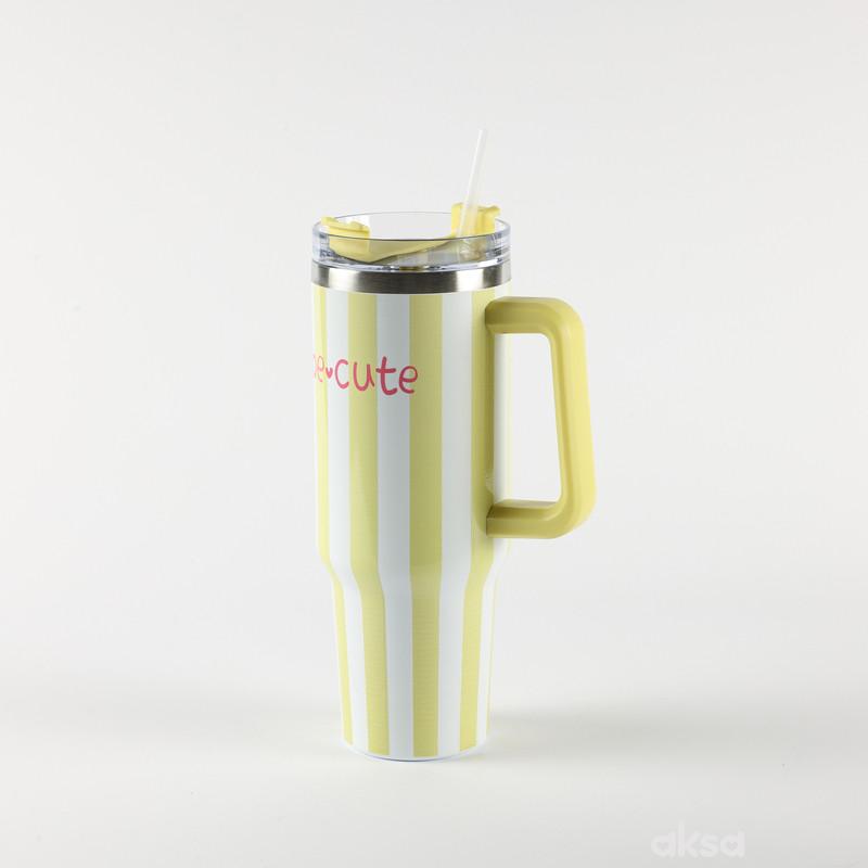 Be Cute termos sa slamčicom žute pruge 1,2l 