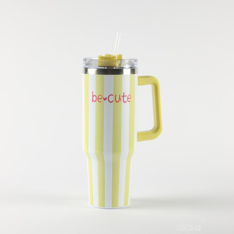 Be Cute termos sa slamčicom žute pruge 1,2l 
