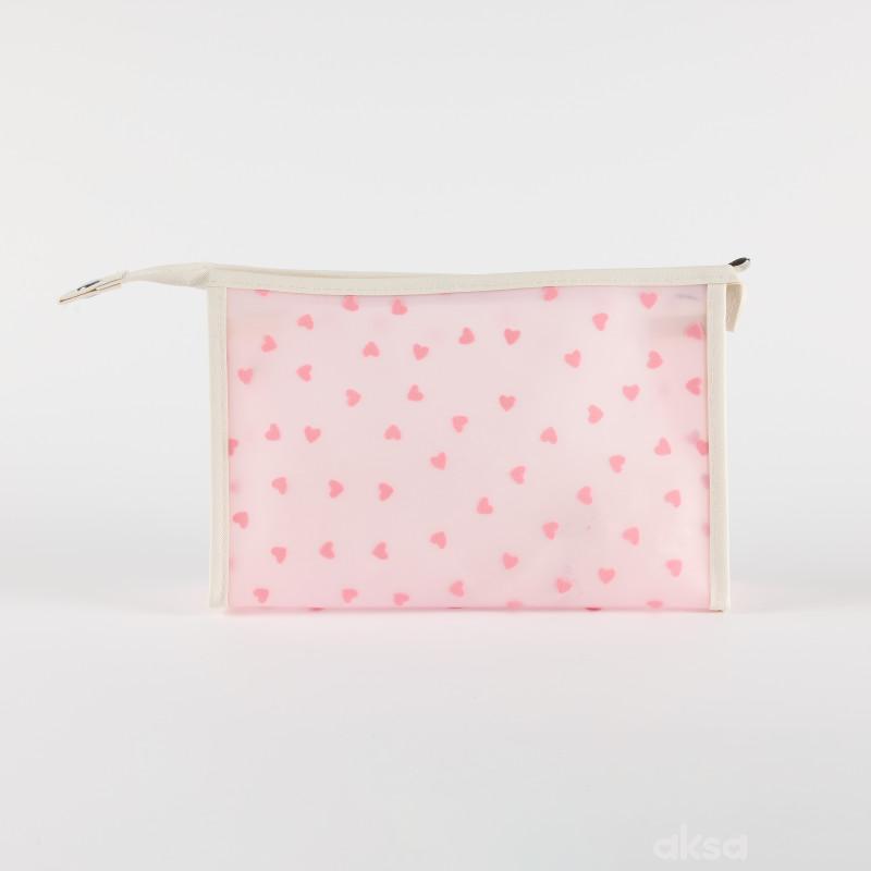 Be Cute prozirni neseser srca, roze 24x7x16cm 