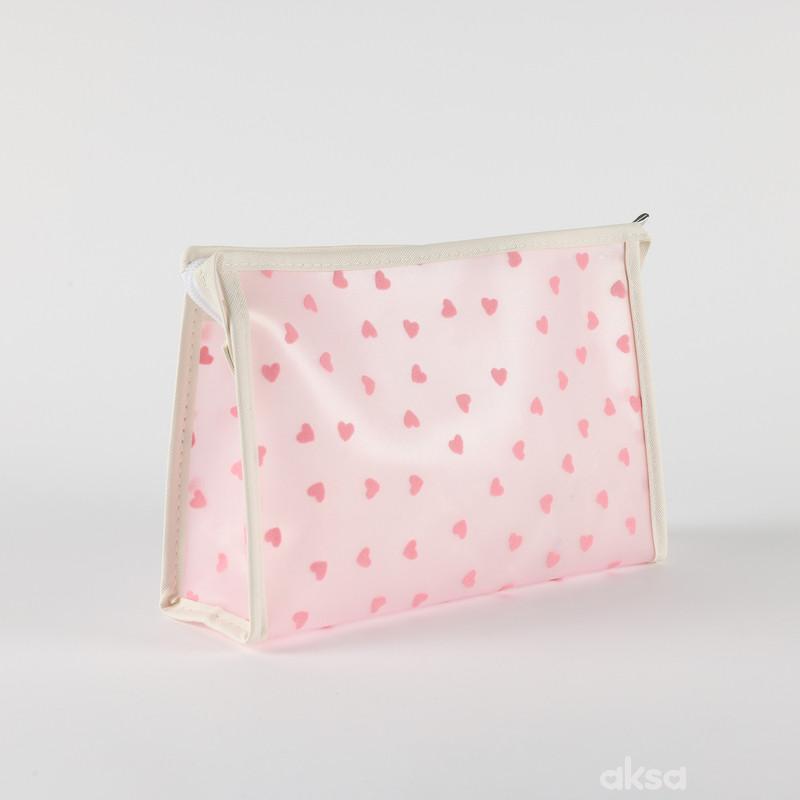 Be Cute prozirni neseser srca, roze 24x7x16cm 
