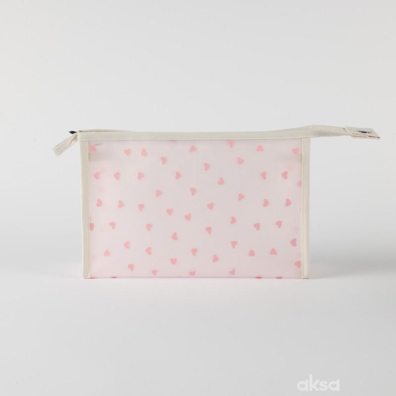 Be Cute prozirni neseser srca, sv. roze 24x7x16cm 