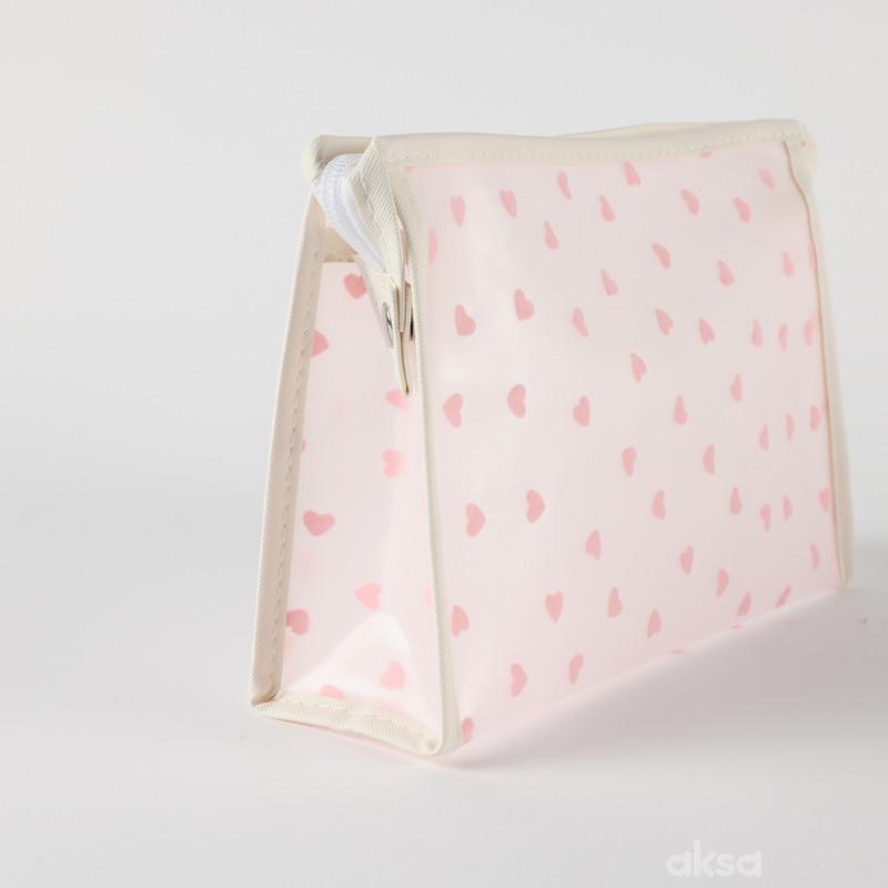 Be Cute prozirni neseser srca, sv. roze 24x7x16cm 