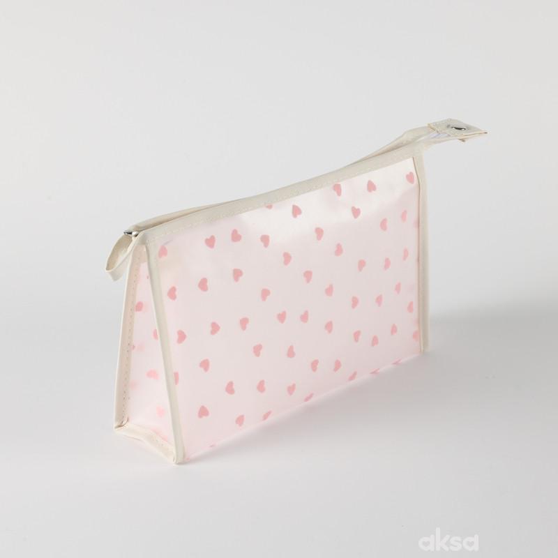 Be Cute prozirni neseser srca, sv. roze 24x7x16cm 