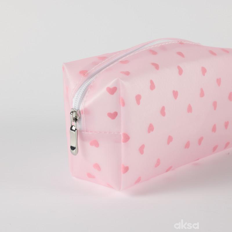 Be Cute prozirni neseser srca, roze 18x8x10cm 
