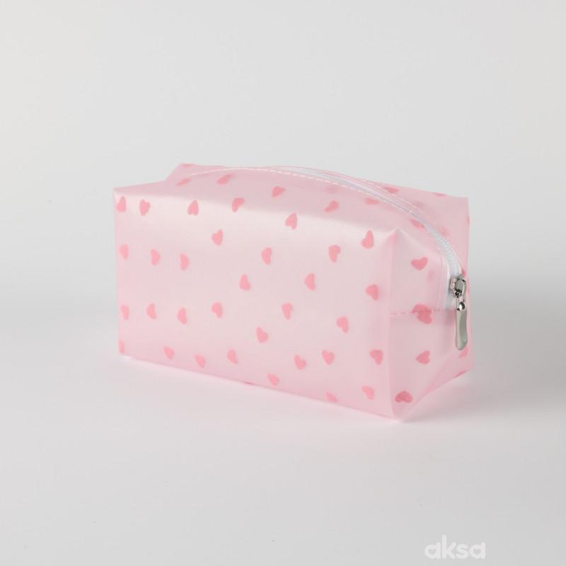 Be Cute prozirni neseser srca, roze 18x8x10cm 