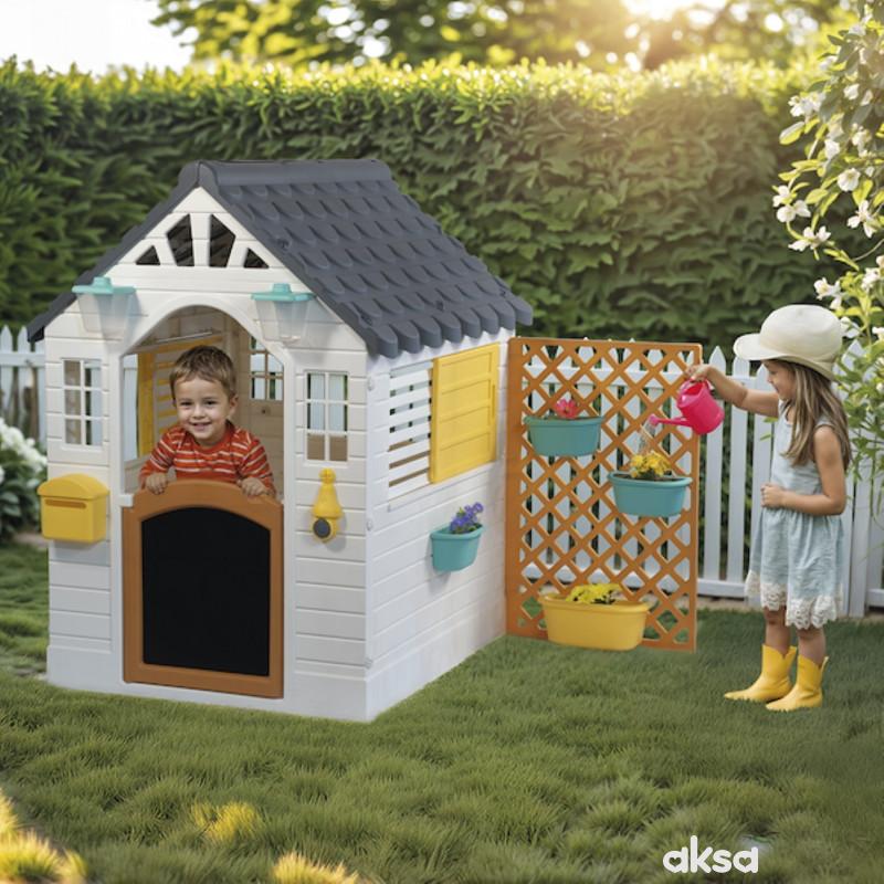 Dolu kućica sa ogradom, bež 