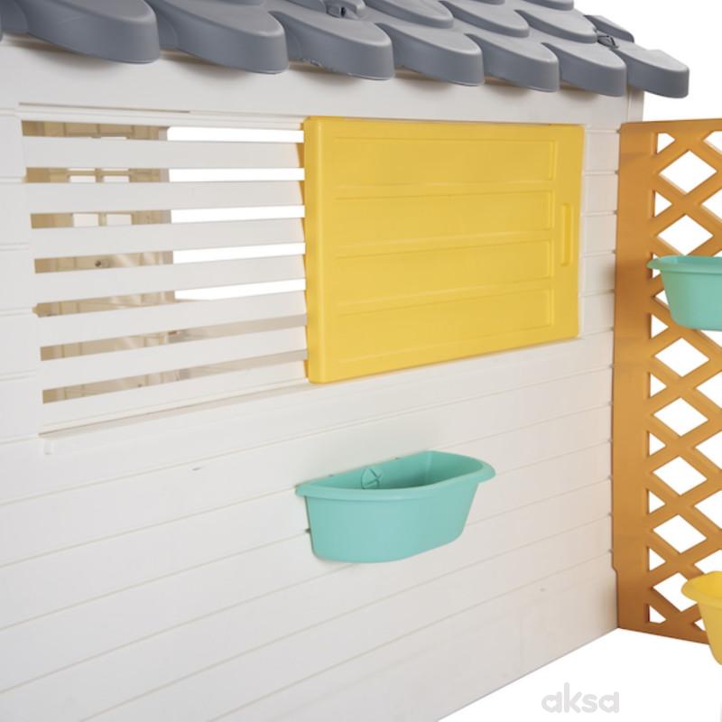 Dolu kućica sa ogradom, bež 