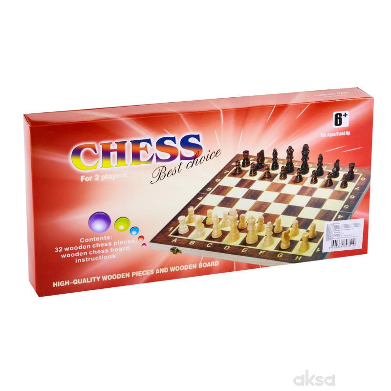 HK Mini igračka, drvenii šah, 2u1
