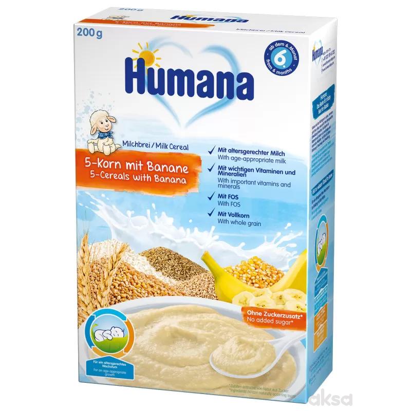 Humana mlečna ins. kaša 5 žitarica i bananom 200g 