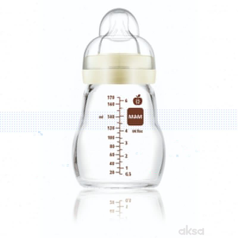 MAM staklena flašica silikon 170ml, 0m+