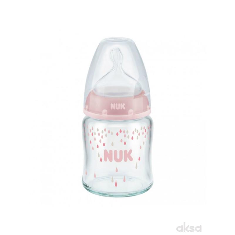 Nuk FC plus staklena flašica, silikon 120ml, 0-6m