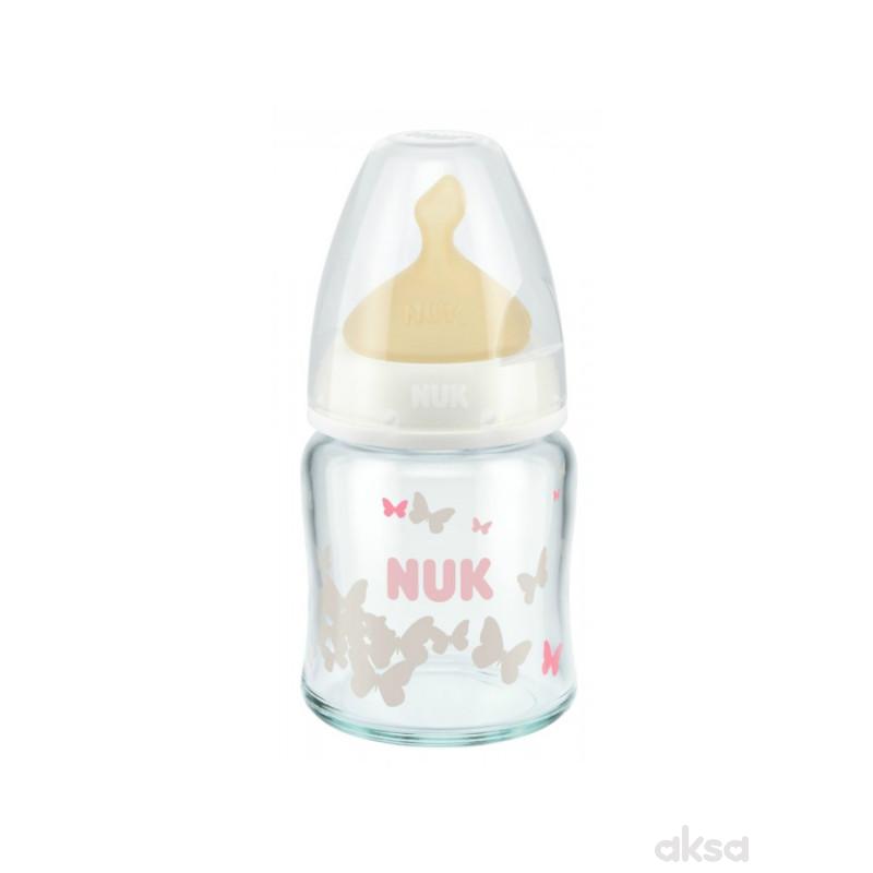 Nuk FC plus staklena flašica, kaučuk 120ml, 0-6m