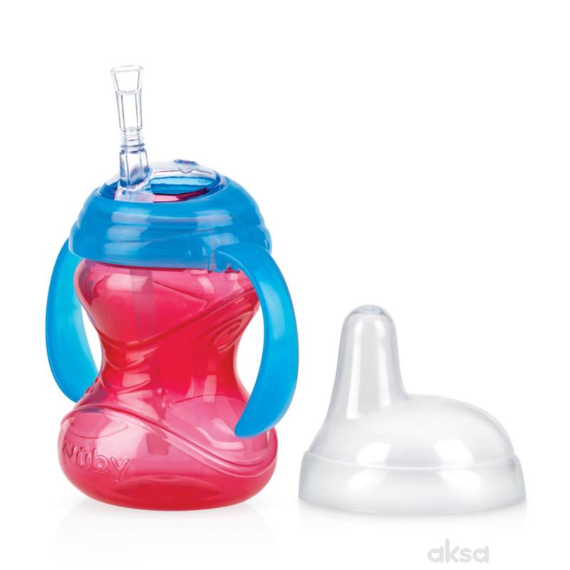 Nuby čaša sil. pisak i ručke, no spill 9m+, 240ml