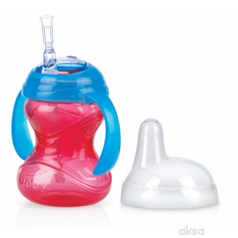 Nuby čaša sil. pisak i ručke, no spill 9m+, 240ml