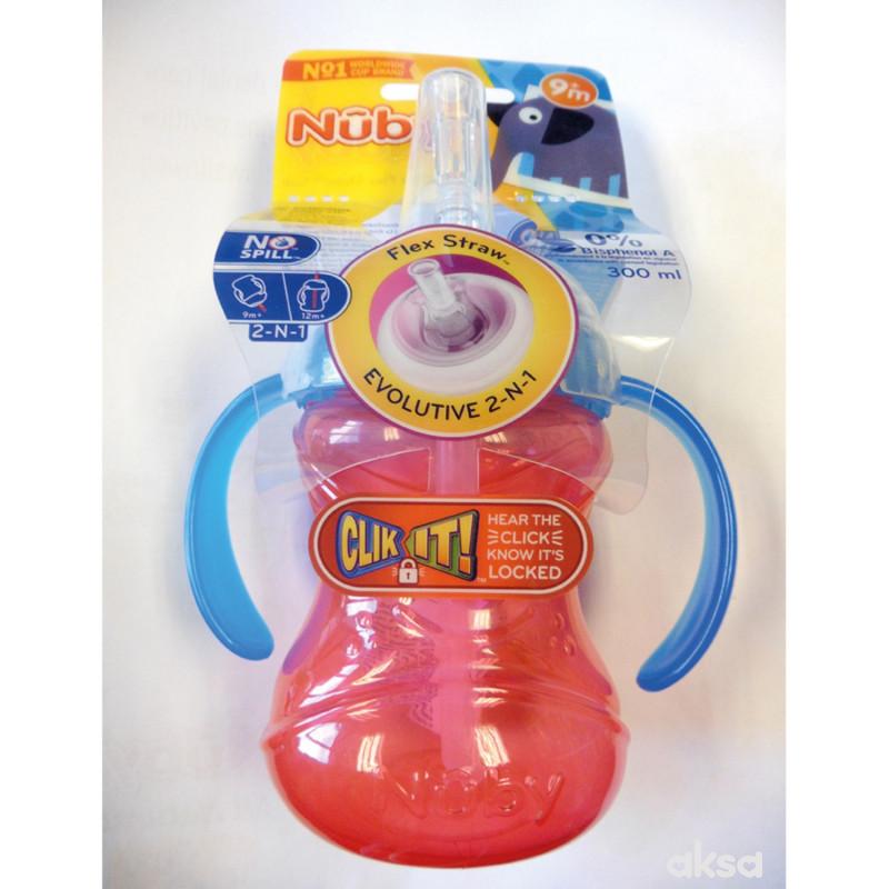 Nuby čaša sil. pisak i ručke, no spill 9m+, 240ml