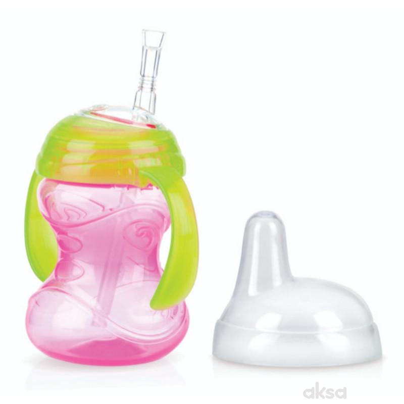 Nuby čaša sil. pisak i ručke, no spill 9m+, 240ml