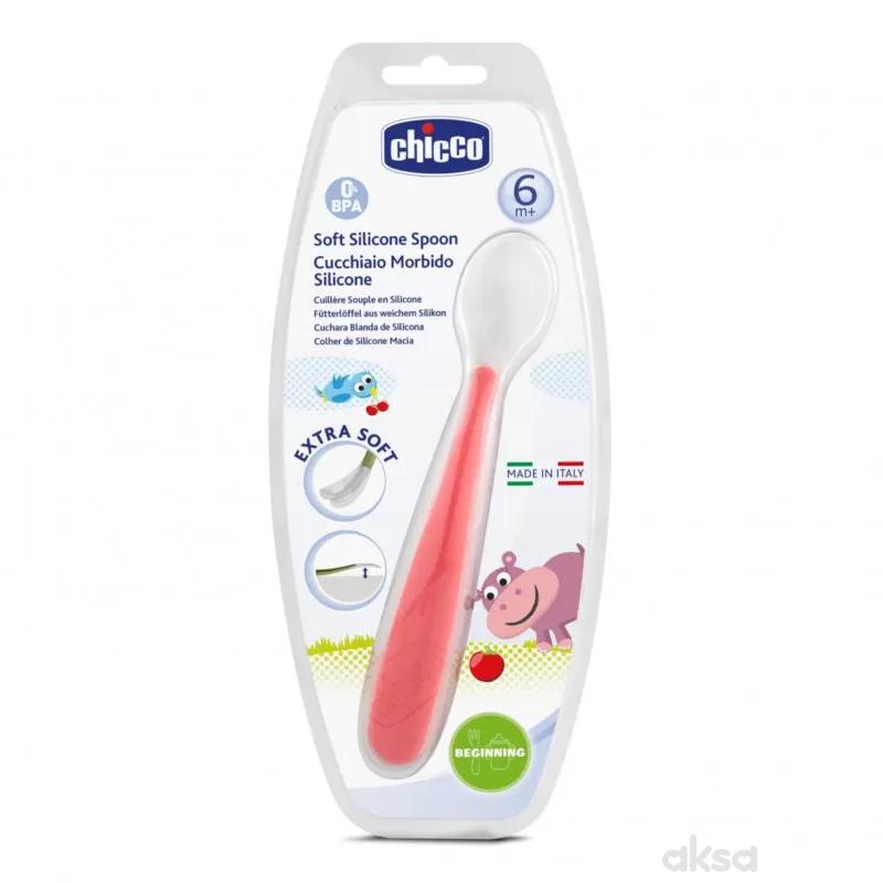 Chicco mekana silikonska kašika 6m+ crvena