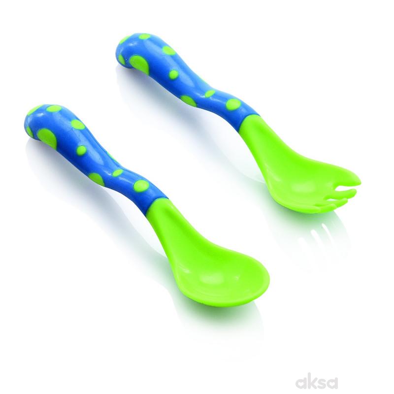 Nuby set kašika i viljuška 12m+