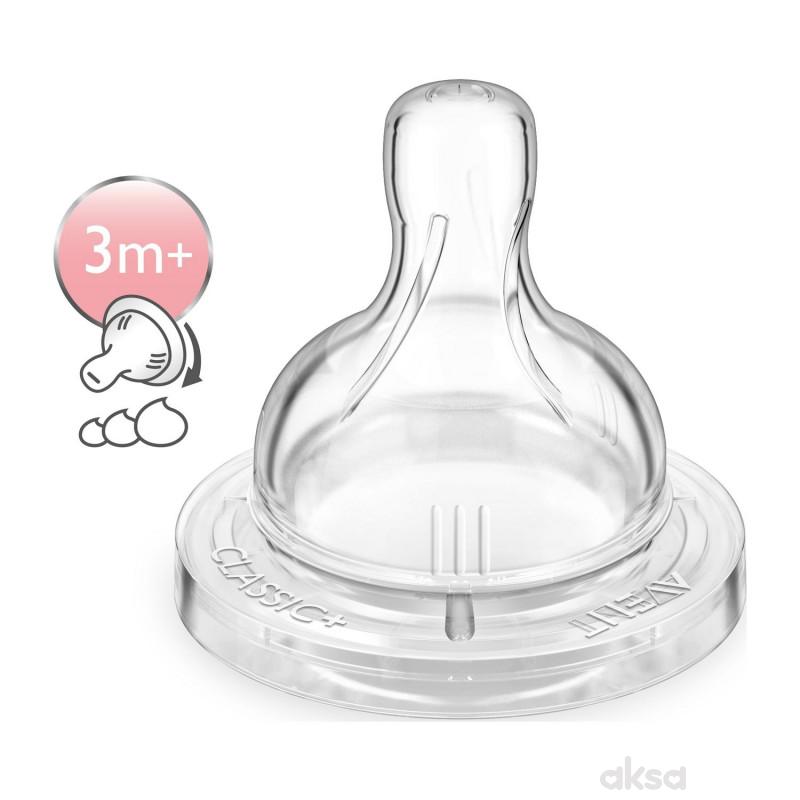 Avent silikonska cucla classic 3m+