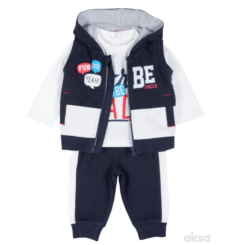 Chicco komplet(majica d.r.+prsluk+donji d.),dečaci