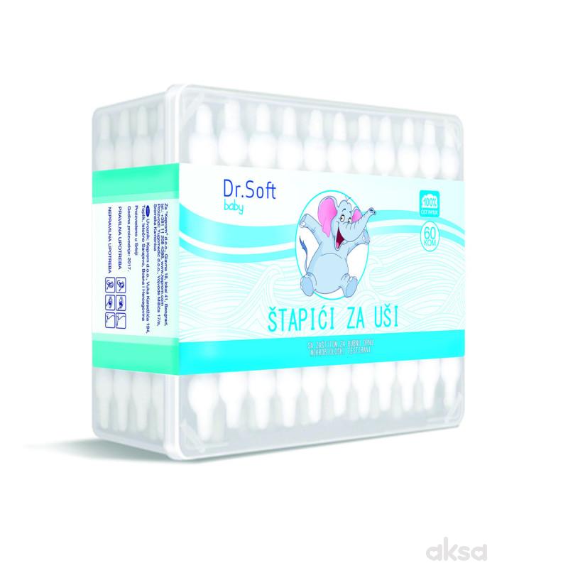 Dr.Soft štapići za uši sa graničnikom,60 kom,plavi