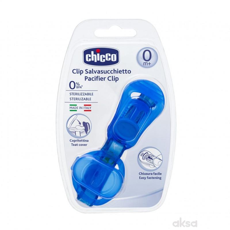Chicco lančić za lažu sa poklopcem plavi