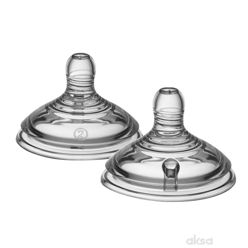 Tommee Tippee silikon cucla srednji prot 2kom 3m+