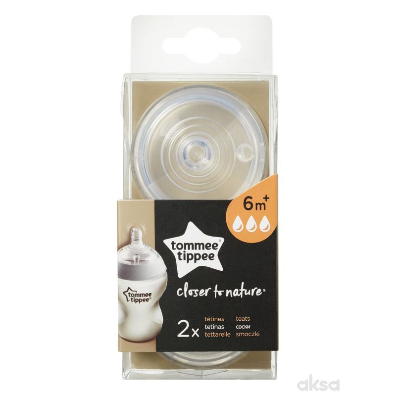 Tommee Tippee silikon cucla brzi protok 2kom 6m+