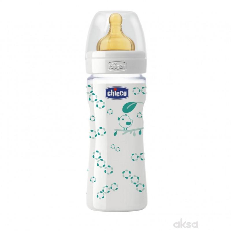 Chicco staklena flašica Giotto 240ml kauč.uni. 0m+