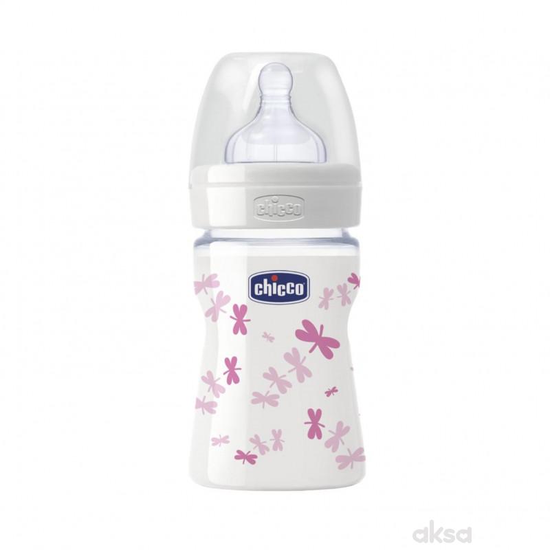 Chicco staklena flašica Giotto 150ml sil. dev. 0m+