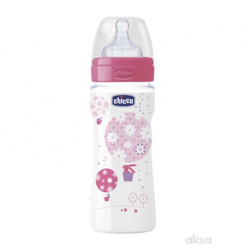 Chicco PP flašica Giotto 330ml sil. devojčice 4m+