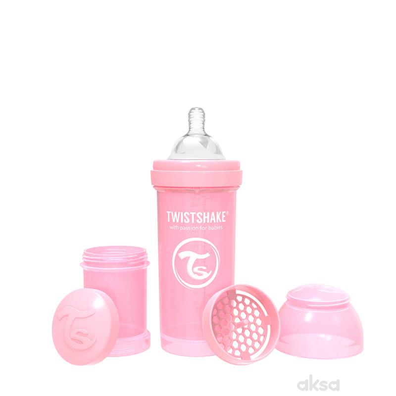 TS flašica anti-colic 260ml pastelna roze