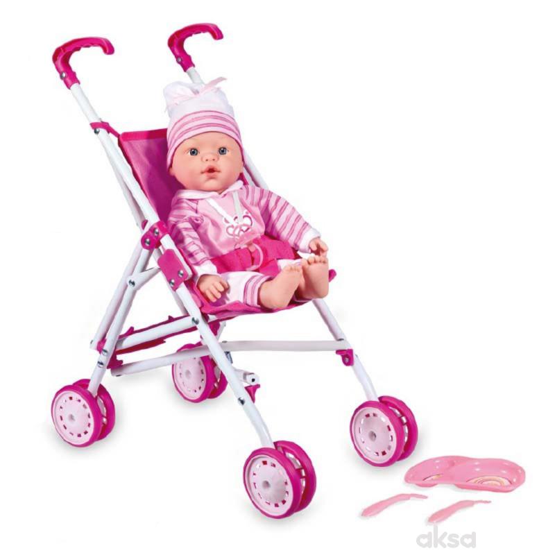 Loko toys,lutka beba sa kolicima, 37 cm