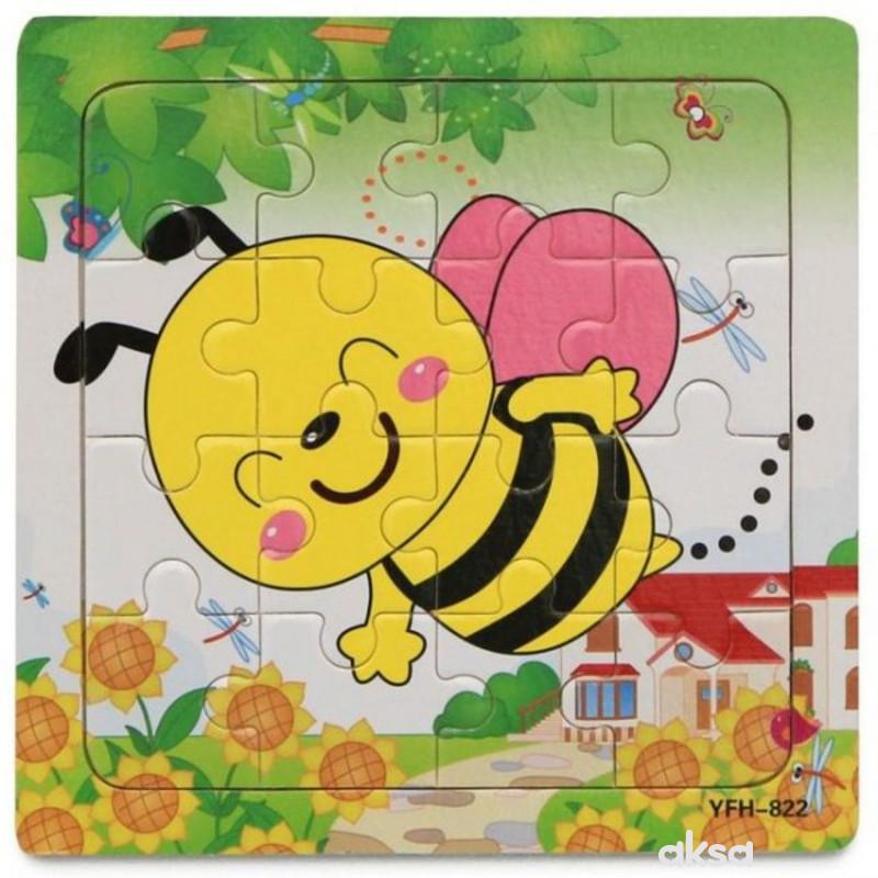 Hk Mini igračka drvena slagalica, pčelica 15x15