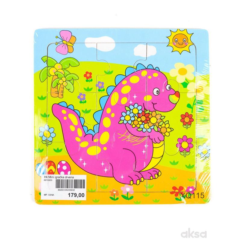 Hk Mini igračka drvena slagalica, dinosaurs 15x15